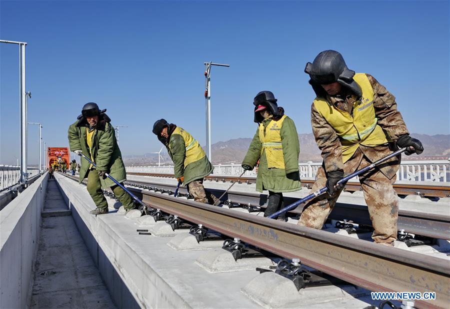 Track laying work of Beijing-Zhangjiakou high-speed railway line partly completed