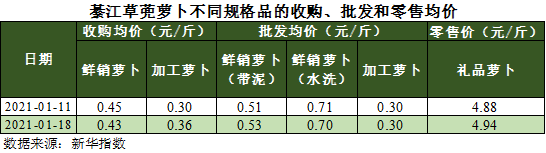 【B】重慶綦江草蔸蘿蔔價格走勢趨穩 受全國蔬菜普漲行情影響較小