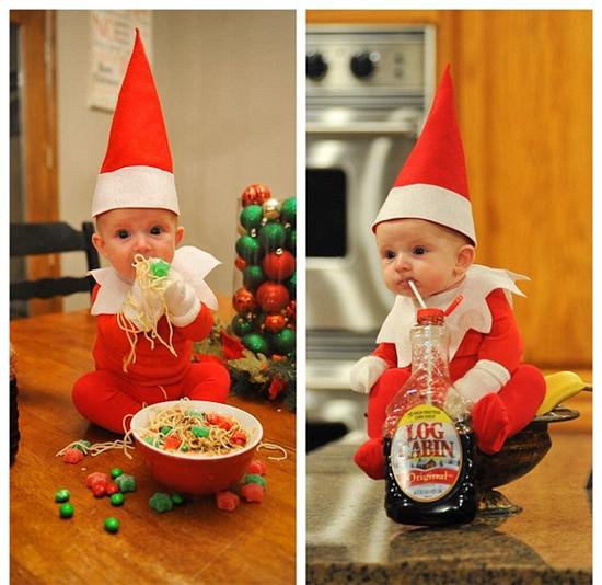 双语：爸比把儿子扮成圣诞小精灵萌一脸血