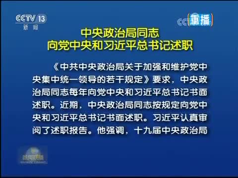 中央政治局同志向党中央和习近平总书记述职