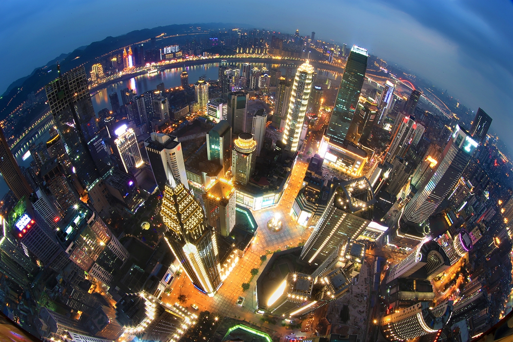 【渝中中文专题　图说渝中】半岛明珠 高空镜头下的渝中解放碑