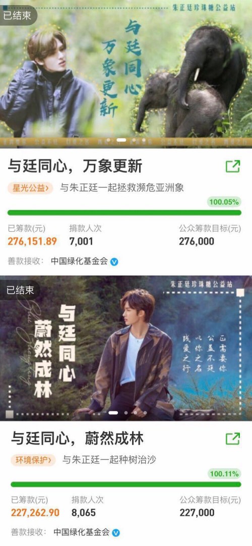 榜样的力量 朱正廷粉丝跟着偶像做公益