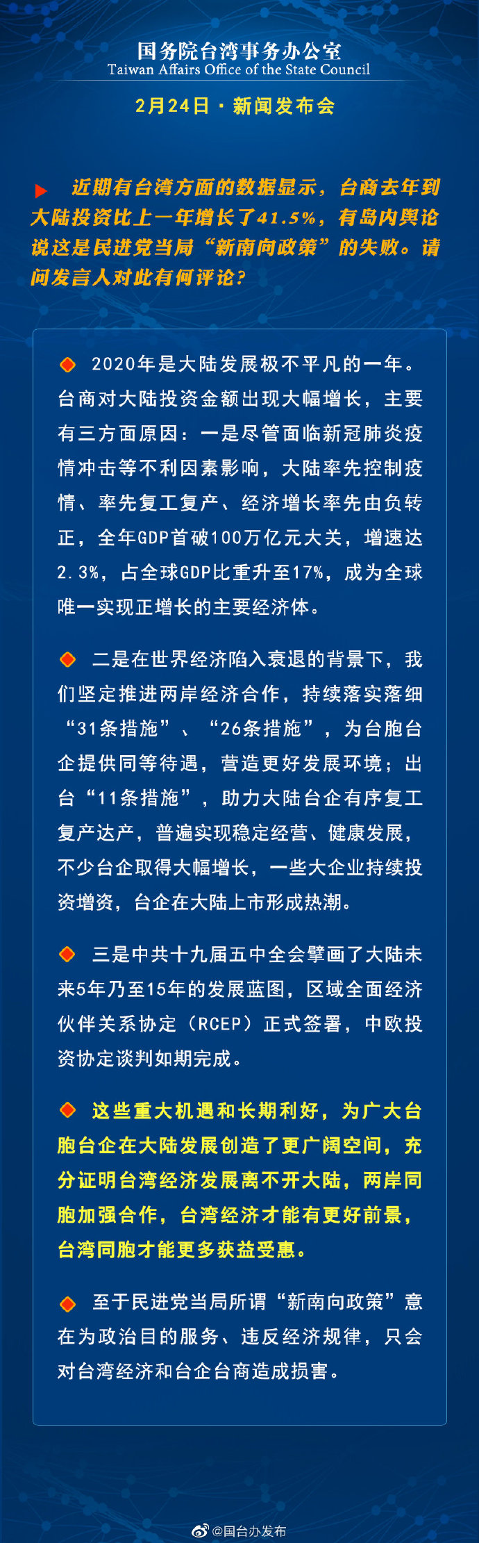 国务院台湾事务办公室2月24日·新闻发布会_fororder_a3