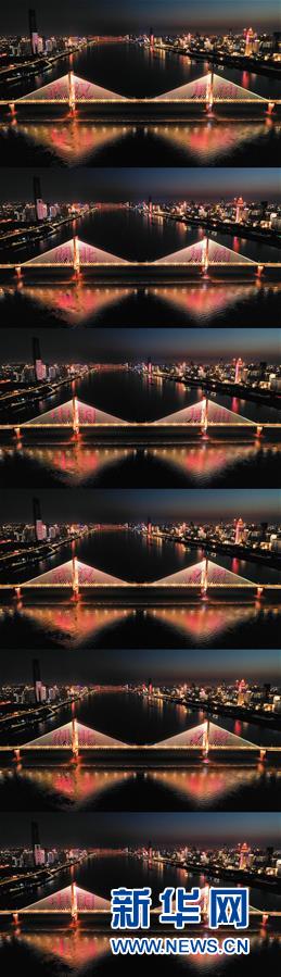 武漢夜景燈光向“最美逆行者”致敬