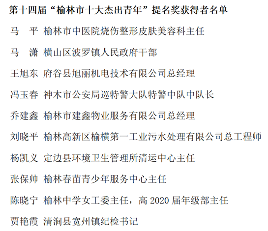 纪念五四运动一百周年暨第十四届“榆林市十大杰出青年”颁奖典礼举行