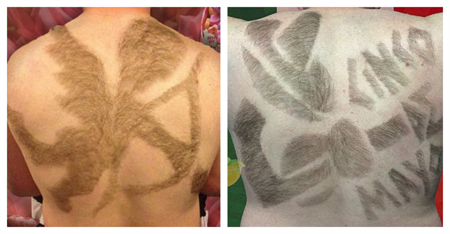 美国男子用后背汗毛作画 曾画出美国国旗(组图)