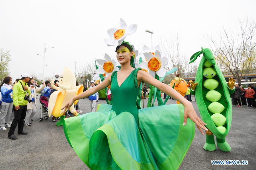 Highlights of float parade at site of Int'l Horticultural Exhibition 2019 Beijing