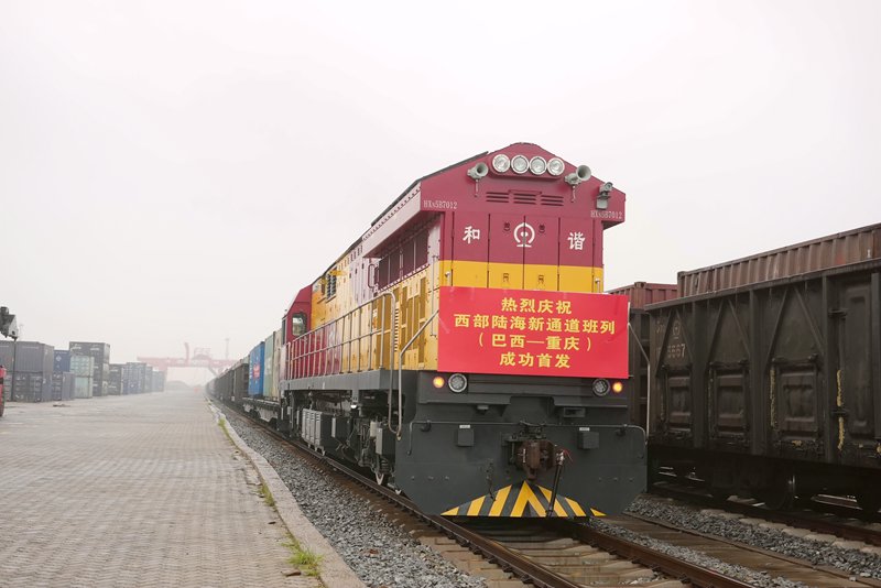 广西开出全国首趟国际海铁联运集装箱纸浆班列