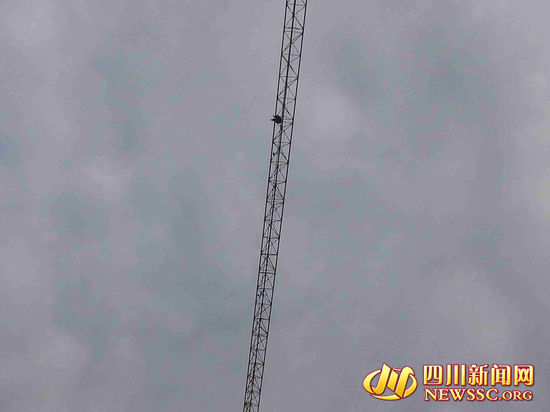 男子因兄弟工伤索赔未果 爬数十米高塔吊被救下