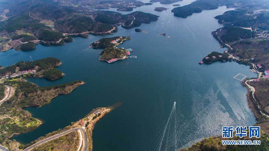 航拍湖北孝昌觀音湖生態文化旅遊度假區