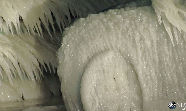 美国五大湖区寒风掀巨浪 湖边汽车冻成冰坨(组图)