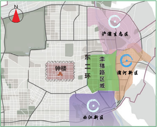   幸福路地区区位示意图 供图 西安新城区委宣传部