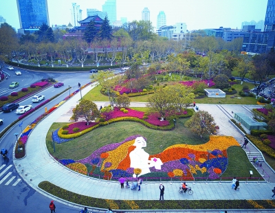 （頭條）南京佈置“天使的春天”花壇 致敬醫護