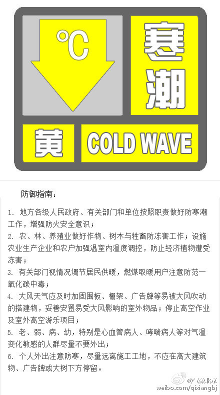 北京發佈寒潮黃色預警 明後天最低溫下降10℃左右