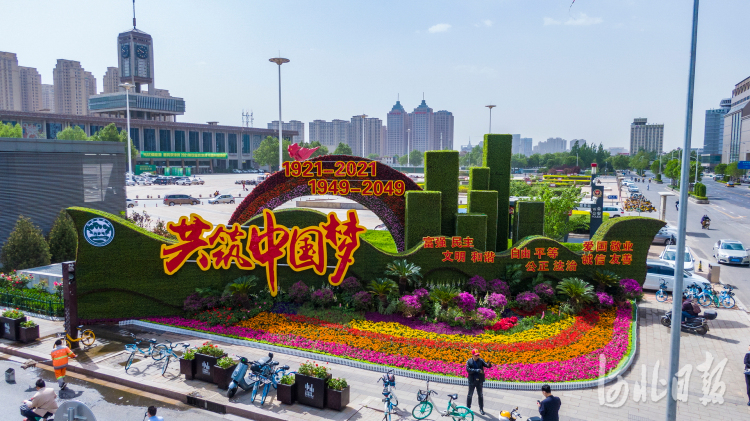 河北石家莊：鮮花扮靚街道