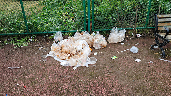 “五一”假期 不文明行为让风景不完美_fororder_2垃圾随处可见（摄影-赵丽）