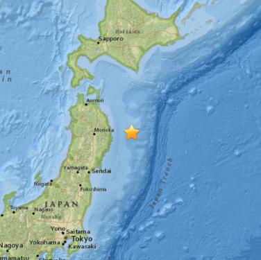 日本东部海域发生5.6级地震 震源深度17.5公里