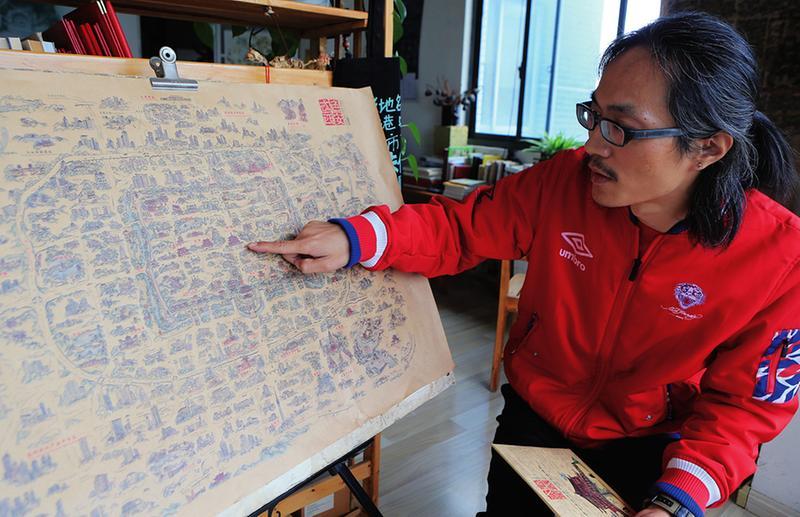 【文化 显示图在稿件最下方】设计师手绘“大秦图” 传递“最陕西”味道 【文化 显示图在稿件最下方】设计师手绘“大秦图” 传递“最陕西”味道