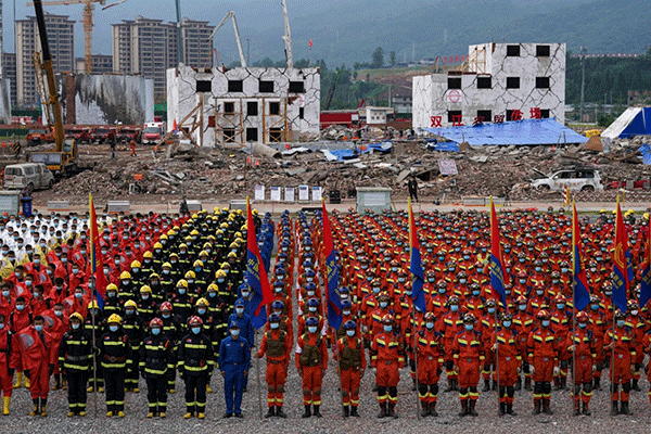 “应急使命·2021”抗震救灾演习在四川举行_fororder_演习现场-供图-四川省消防救援总队