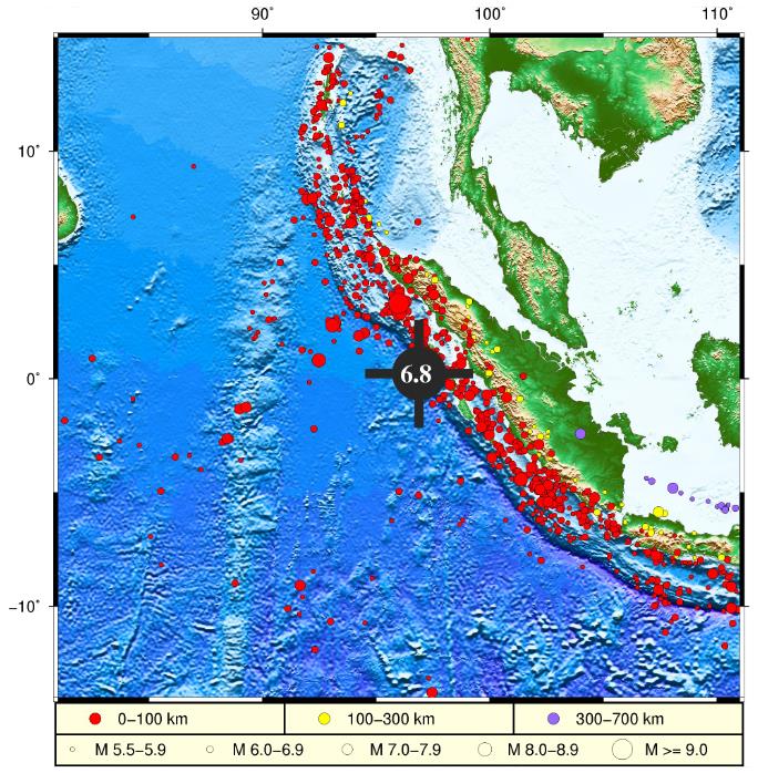 蘇門答臘島附近地震可能會引發海嘯 不會對我國沿岸造成影響