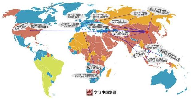 2015年習近平外交線路圖