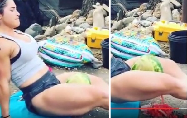 澳洲女用大腿5秒夹爆西瓜 台媒：人肉榨汁机(图)