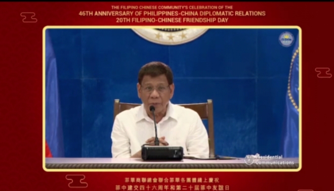 Rodrigo Duterte, nagpahayag ng pagbati sa ika-46 na anibersaryo ng pagkakatatag ng relasyong diplomatiko ng Pilipinas at Tsina_fororder_20210610TsinaPilipinas1