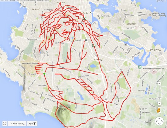 自行车变画笔 艺术家用GPS穿梭城市“作画”(图)
