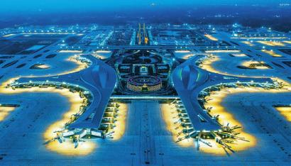 성도 천부국제공항의 눈부신 야경_fororder_成都机场