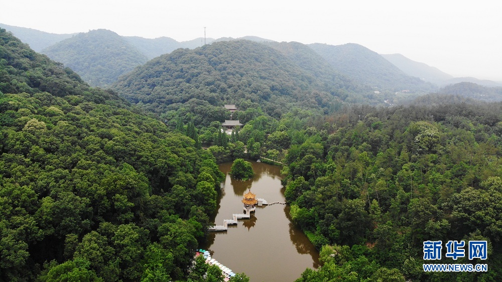 航拍湖北當陽玉泉寺