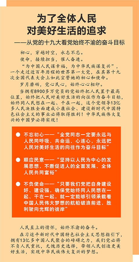 为了全体人民对美好生活的追求——从党的十九大看党始终不渝的奋斗