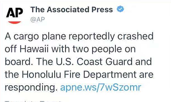 一架波音737货机在美国夏威夷迫降 未造成人员伤亡