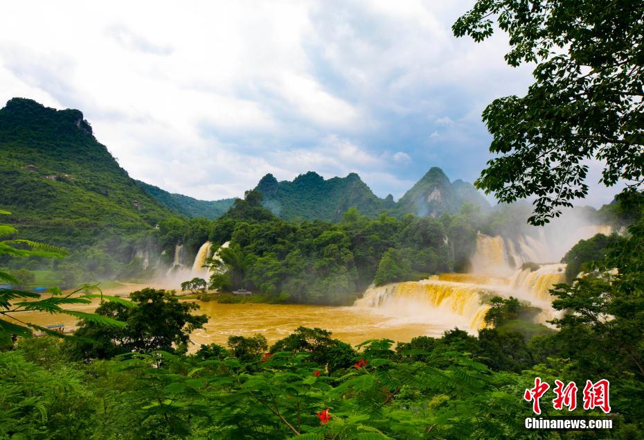 大迫力！アジア最大の国境を跨ぐ「徳天瀑布」が雨で「黄金の滝」に_fororder_3-6