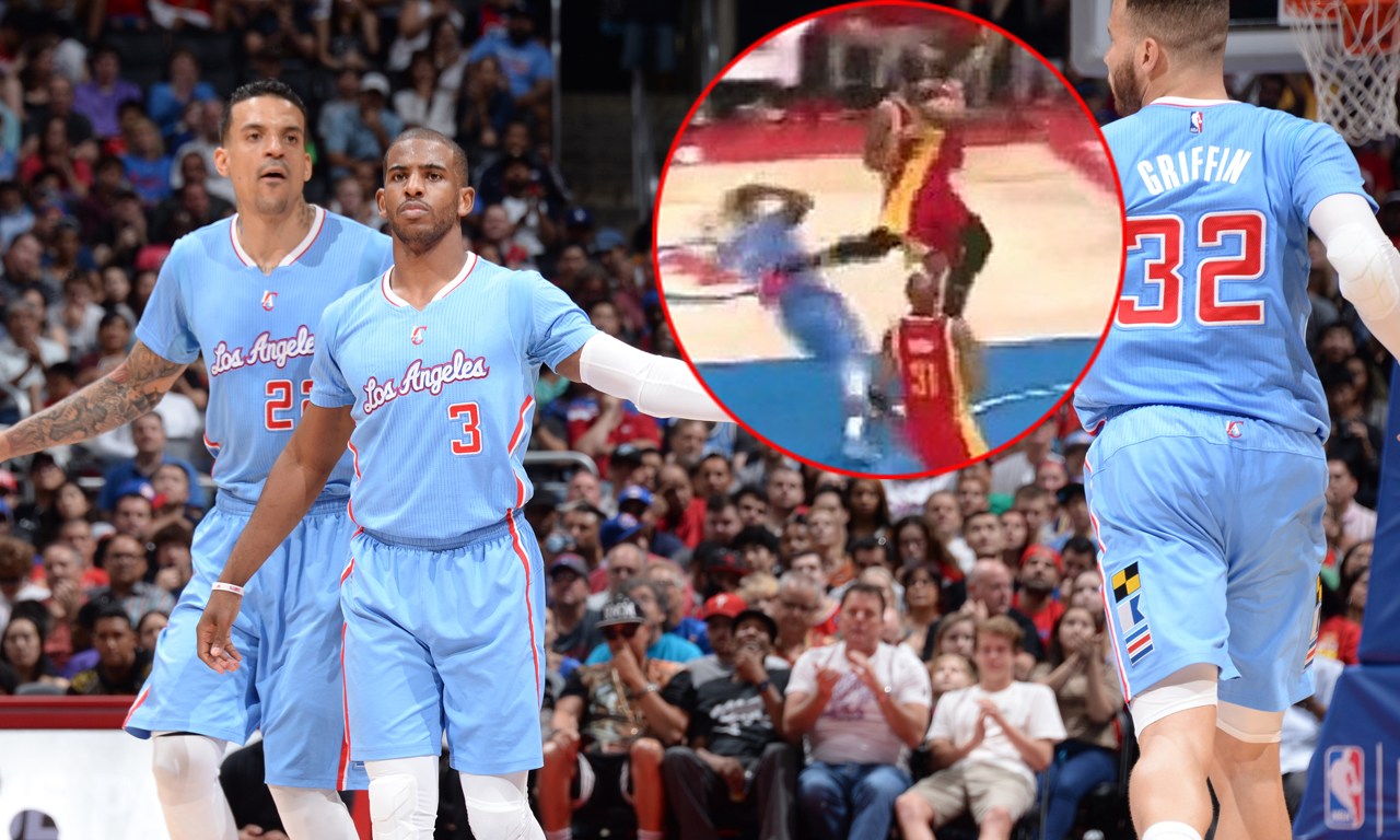 2015年3月16日,在火箭与快船的比赛中,保罗上演了神奇的一幕,堪称假摔