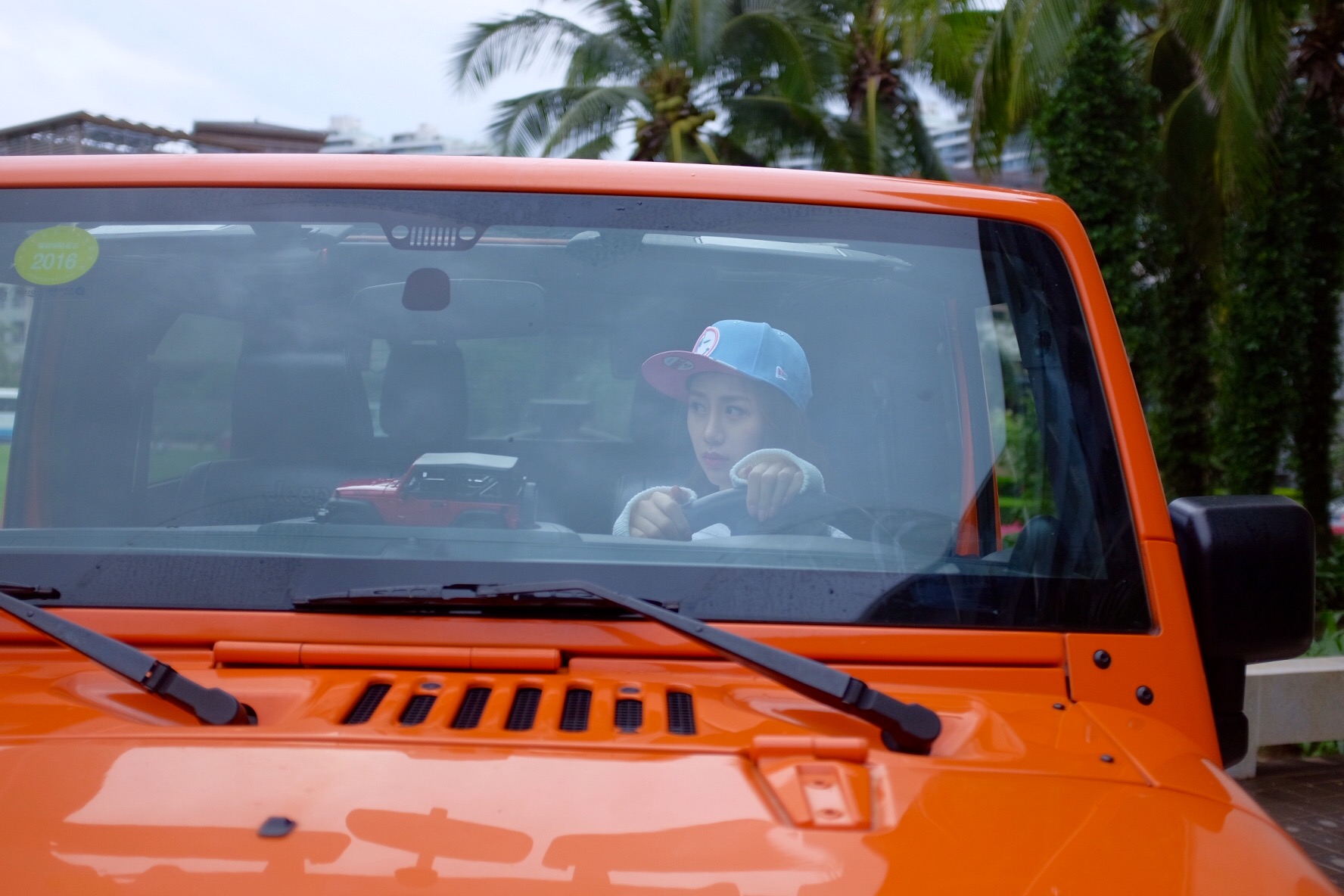 陈露驾越野车海边拍写真 集野性优雅于一身