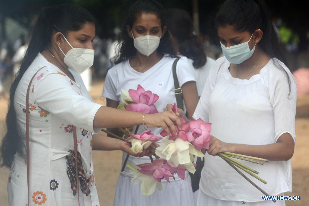 People Celebrate Poya Day in Kelaniya, Sri Lanka