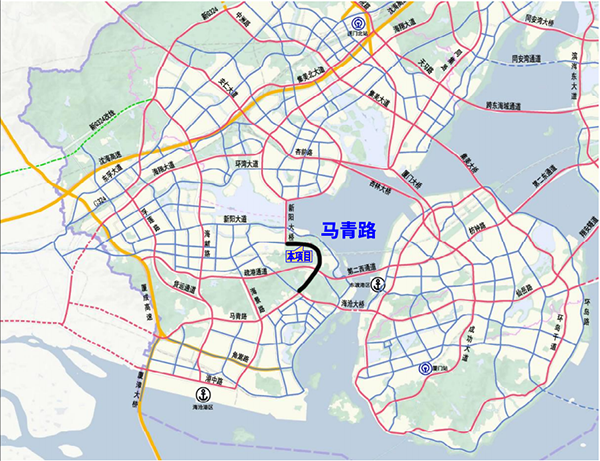 福建建工集团中标厦门马青路提升改造工程_fororder_1、马青路提升改造工程位置示意图 供图 福建建工集团