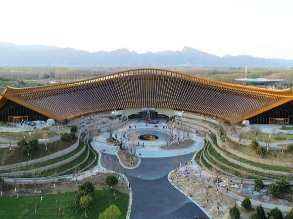 The China Pavilion of Beijing Expo 2019: a ruyi surrounded by mountains and rivers