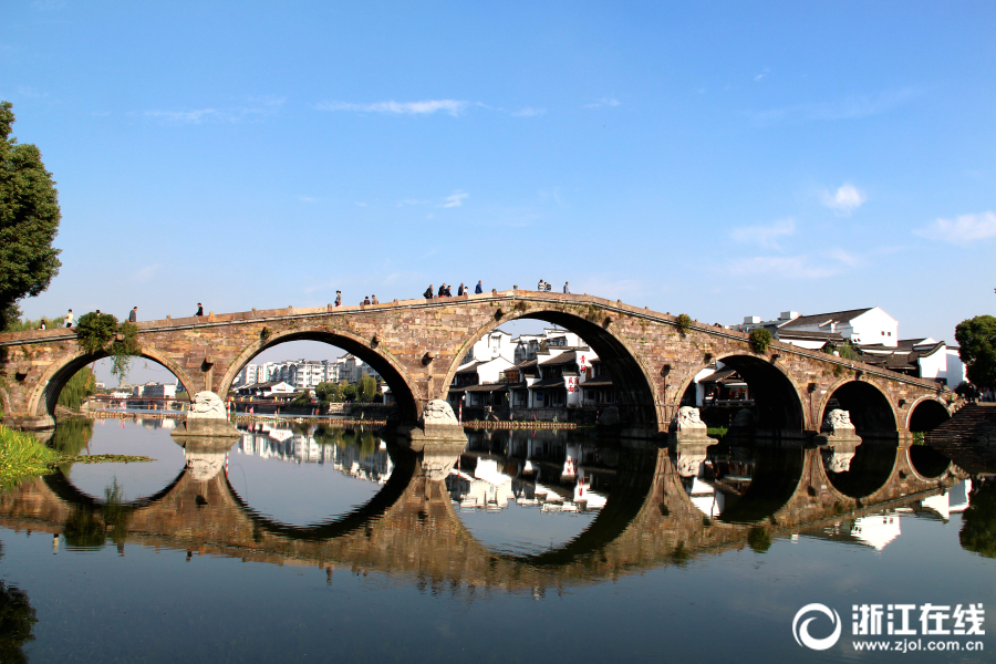 杭州塘栖广济桥--古运河上仅存的一座七孔石拱桥