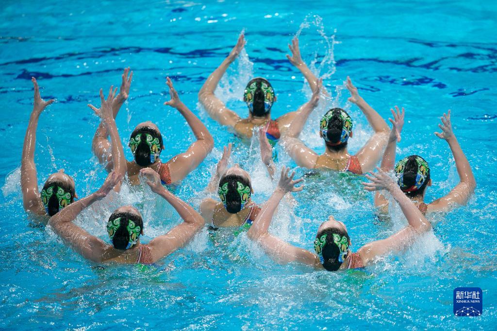 当日,第十四届全运会花样游泳集体项目比赛结束.