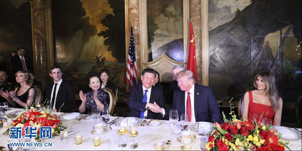 習近平和夫人彭麗媛出席美國總統特朗普和夫人梅拉尼婭舉行的歡迎晚宴