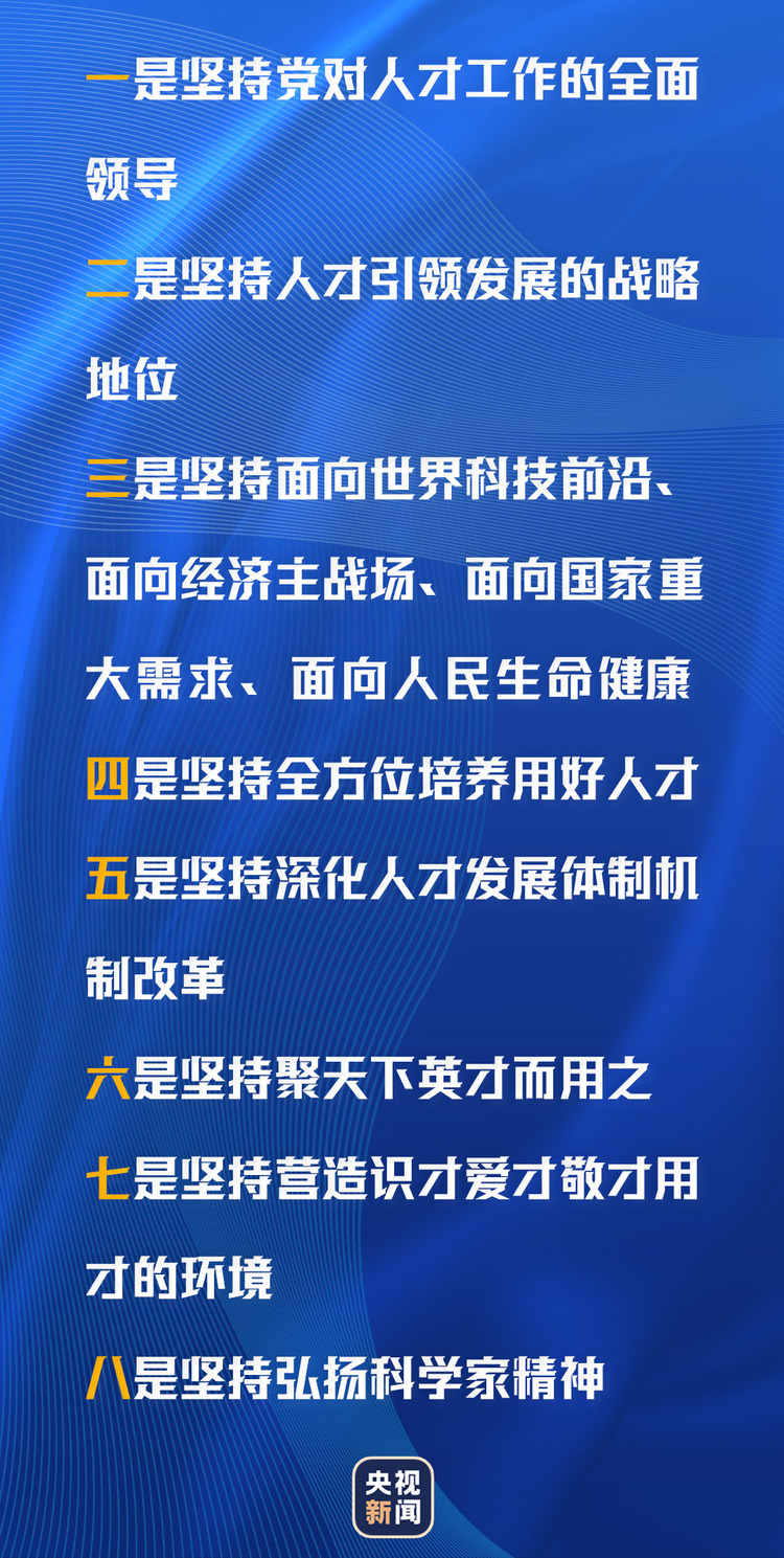 首次概括提出了新时代人才工作的新理念新战略新举措,强调要始终坚持