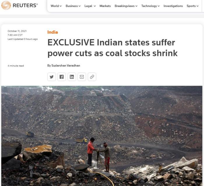 印度面臨電力危機：嚴重缺煤燃料短缺 首都恐斷電