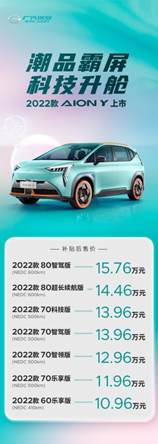 【汽車頻道 資訊+要聞列表】2022款AION Y顏值智慧雙升級_fororder_image002