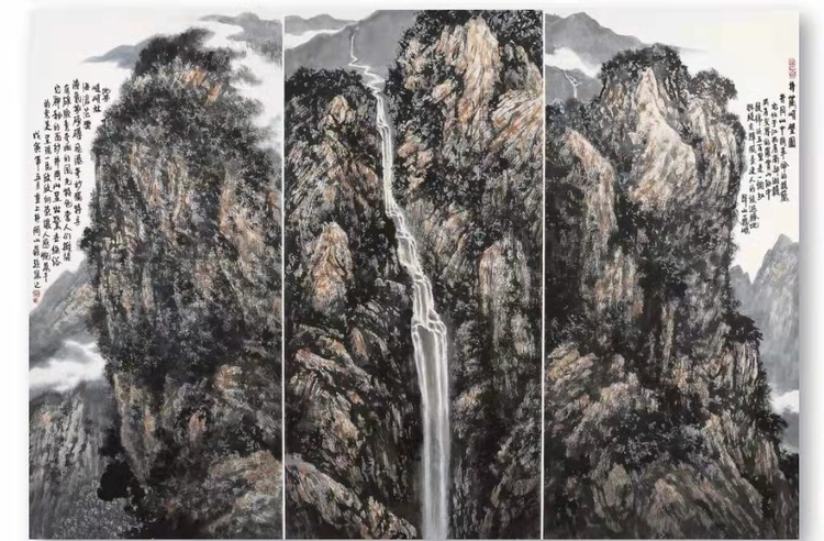 壁立千仞磨砺红色气质 著名画家蔡超创作《井冈峭壁》