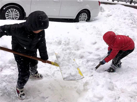 沈阳市铁西区没有分担区孩子们也要参加扫雪