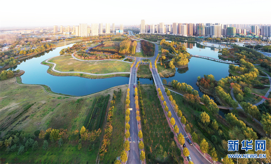 河南許昌：初冬芙蓉湖畔景色美