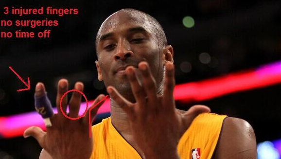 十图盘点科比生涯指伤 右手仅剩大拇指未受伤