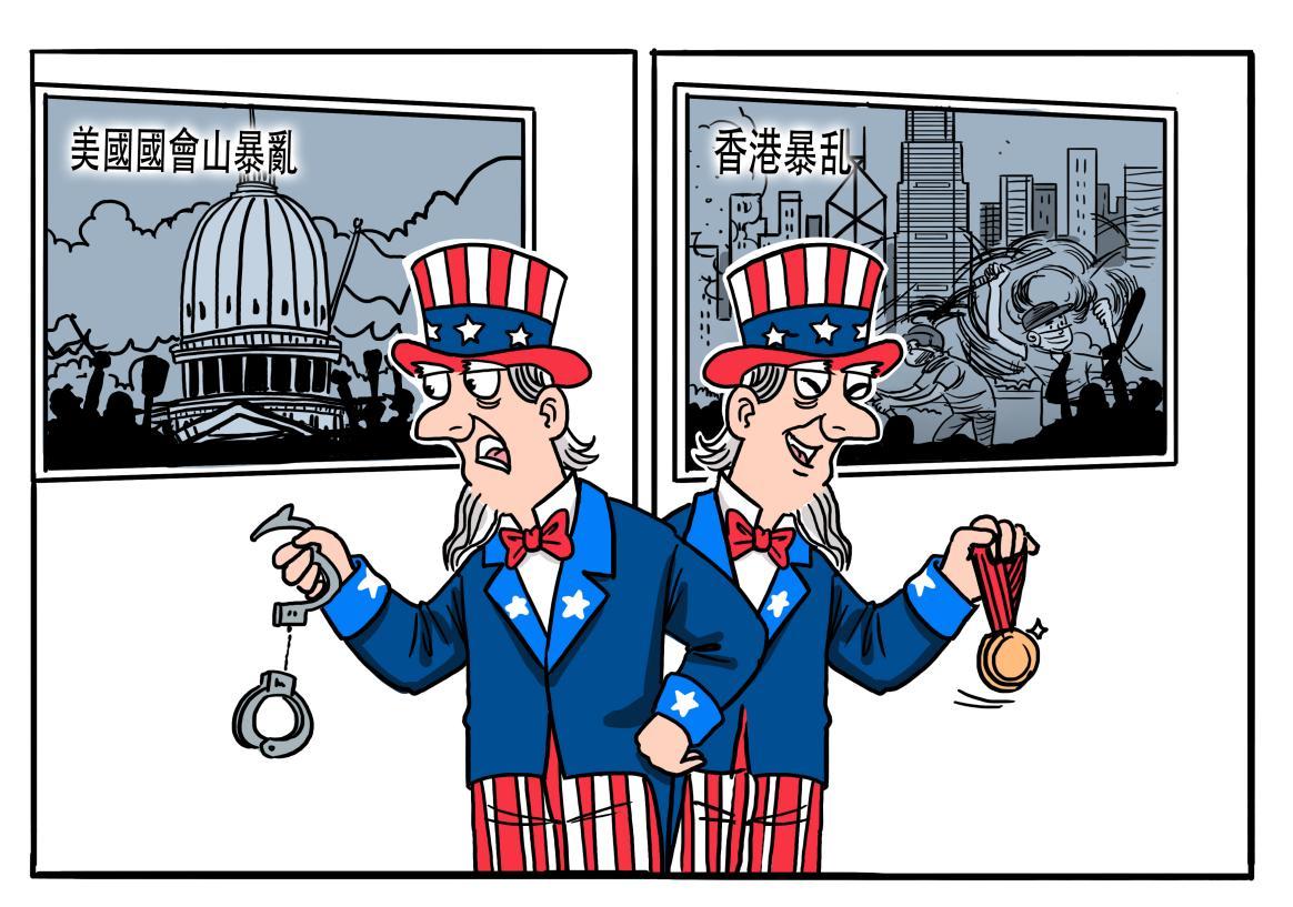 中国日报漫画:揭批美式民主之十可乐