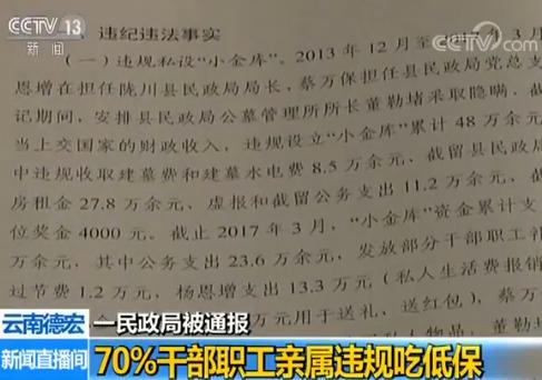 云南德宏一民政局被通报 70%干部职工亲属违规吃低保